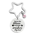 Llavero de estrella en acero inoxidable con gema rosa y grabado para mamá - YW0003-The Mum everyone wishes they had