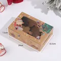 Caja de Navidad para cupcakes en kraft con ventana y motivos de Papá Noel, 24x15,5x7,5cm - Caja De Navidad Grande Kraft Con Ventana