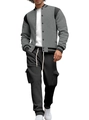 Set casual da uomo con giacca varsity grigia e pantaloni sportivi neri - S / grigio scuro