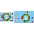 Weihnachtskranz Fensteraufkleber Set mit 23 Zubehörteilen und Merry Christmas Text - Neues Modell 5-Weihnachtskranz