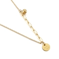 Collar de acero inoxidable dorado con colgante Good Luck y diseño de cadena asimétrica - Dorado (KN200537-KFC)