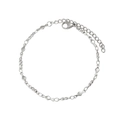 Silver stainless steel bracelet with oval beads and diamond-shaped metal plates - Style 10 Silver Beaded Bracelet (17+5cm)