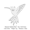 Kolibri-Anhänger aus Edelstahl in Silber mit hohlem Design, Größe 34x38,5 mm - Kolibri-Silber