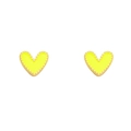 Detail view of heart stud earrings with gold beaded edges and neon yellow enamel filling - Yellow