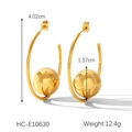 Detailed dimensions of gold stainless steel hoop earrings showing 4.02cm height and weight - Hollow Ball Large Hoop Style (HC-E10630) / Gold