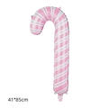 Pink and white candy cane foil balloon for Christmas party decoration measuring 41x85cm - Pink Christmas Candy Cane