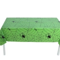 Green rectangular Halloween tablecloth featuring black spider web and spider patterns - Green Spider / 54*108inch