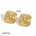 Hammered spiral square stud earrings in 18k gold plated stainless steel design - Gold Rounded Square Spiral (TE60660-G)