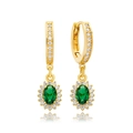 S925 silver gold-plated emerald green zircon earrings with lace halo and reflection - Green