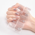 Full wrap nude glitter nail stickers with geometric patterns, model DQ3-2C - Nude Glitter And Geometric Pattern Style (DQ3-026)