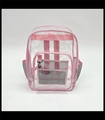 Large capacity transparent waterproof PVC backpack with pink straps and mesh pockets - Pink