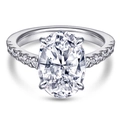 Oval cut zircon 925 sterling silver ring featuring a sparkling pavé diamond band - US Size 5 / TL-536 Oval Pave Setting