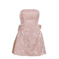 Robe mini bustier rose en jacquard fleuri avec détail de nœud papillon au dos - XS / Rose racine de lotus