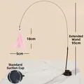 Katzenangel mit rosa Feder, 95cm elastischem Stab und starkem Saugnapf-Sockel - Rosa - Starkes Saugnapf Set