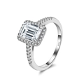 Elegant S925 sterling silver ring featuring a large emerald-cut zircon with side stones - Lzr19-p-6