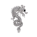 Vintage silver dragon brooch with shimmering rhinestones and black eye detail - Bright Silver/White Stone