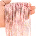 Detail of 3mm faceted pink natural stone beads strands for DIY jewelry making - 3mm (38cm, Approx. 120 Beads) / Pink Morganite