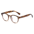Lunettes de soleil rondes rétro en écaille de tortue avec rivets métalliques - Haut Léopard Bas Thé Anti-Lumière Bleue (C13)