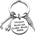 Portachiavi in acciaio inox con ciondoli a martello e chiave per regalo papà - Piastra Rotonda da 30mm / Color Acciaio