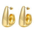 Minimalist gold-plated teardrop earrings with a thick U-shape and polished mirror finish - Gold Chunky U-Shape
