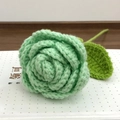 Handmade crochet rose flower in light green yarn for home decor and gift - Round Leaf Light Green