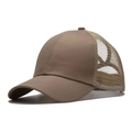 Adjustable camouflage ponytail trucker hat with breathable mesh in dark khaki finish - One Size(Adjustable) / Khaki