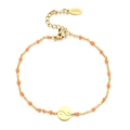 Bracciale bohémien in acciaio inossidabile dorato con perline arancioni e ciondolo Tai Chi Yin Yang - Perline Arancioni/Pendente Tai Chi / Oro Arancione