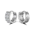 Silver S925 sterling silver hoop earrings with rows of sparkling 8A zircons - Selling Lze50-p