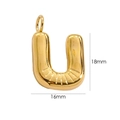 14K gold plated stainless steel chubby letter U pendant for DIY jewelry, size 18x16mm - Letter U