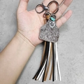 Bohemian cowhide tassel keychain with sunflower charm and western cow print patterns - Cow Print Patch Style (2)