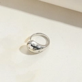 Minimalist silver fish-style open ring with sparkling round diamonds and gold accents - Chunky Fish Design Open Ring (JZ0458-4)