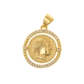 Queen portrait coin pendant in 18K gold plated copper with shimmering micro zircon frame - DZ1-3 Micro Pave Portrait Coin Pendant