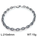Bracelet chaîne à maillons ovales en acier inoxydable argenté avec fermoir mousqueton - Gris Argenté (KB206242-KFC)