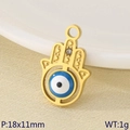 Gold Hamsa Hand pendant with blue Evil Eye and 18K gold plating for DIY jewelry - Hamsa Hand With Evil Eye Style (KLJ9476-ZLA)