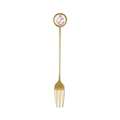 Golden stainless steel fruit fork with pink moon and star pendant charms on the handle - Gold Fork Pink Moon Pendant