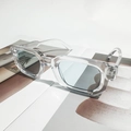 Classic retro square sunglasses with transparent thick frame and light blue lenses - C7 Transparent Frame Blue Lens