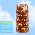Lot de 24 boules de Noël orange de 8cm avec finitions brillantes mates et pailletées - 8cm (Lot de 24) / Orange