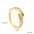 Anello doppio incrociato dorato misura 6 con numeri romani e zirconi cubici - US 6 / Stile Cristallo Numeri Romani Oro