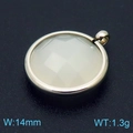 White birthstone crystal pendant in stainless steel frame, size 14mm, weight 1.3g - Silver Round White Gem Style (KLJ8260-Z)
