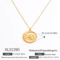 Halskette aus 18k vergoldetem Edelstahl mit Sonnen- und Mondanhänger und feiner Gliederkette - Sonne und Mond Anhänger (XL31390) / 18K Vergoldet