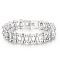 Polished silver 13mm stainless steel bike chain bracelet with heavy industrial metal links - 23cm Steel Color (KB38687-D)