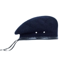 Detail of wool beret showing side metal eyelets and premium felt texture - L / Navy Blue