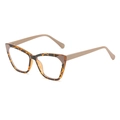 Cat eye TR90 glasses frame in leopard tortoise shell print with beige temple arms - Leopard Speckled Khaki Frame
