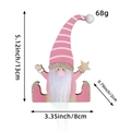 Gnome de Noël rose en bois avec paillettes et étoile décorative pour le jardin - Rose