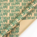 Classic kraft birthday wrapping paper roll featuring forest green Happy Birthday text - Birthday Series - Green Letters/Roll