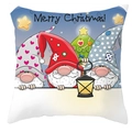 Detailed view of gnome Christmas pillowcase with lantern print and Merry Christmas text - Style 18