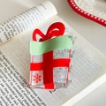 Christmas gift box hair claw clip with festive red bow and glitter snowflake pattern - Gift Box-6.7cm