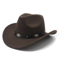 Dark brown western cowboy felt hat with vintage studded leather band and curved brim - M(56-59CM) / Brown