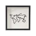 Black square shadow box frame with 3D world map design for travel ticket storage - World Map Classic / 15x15cm / Black