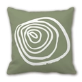 Modern sage green cushion cover featuring white abstract swirl patterns on soft fabric - 45cm Cushion Cover / 2310-15/Bean Green Abstract Line
